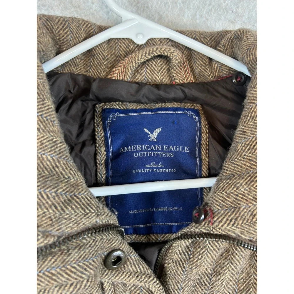 American Eagle Outfitters‎ Mens Brown Herringbone Quilted Vest Size Medium